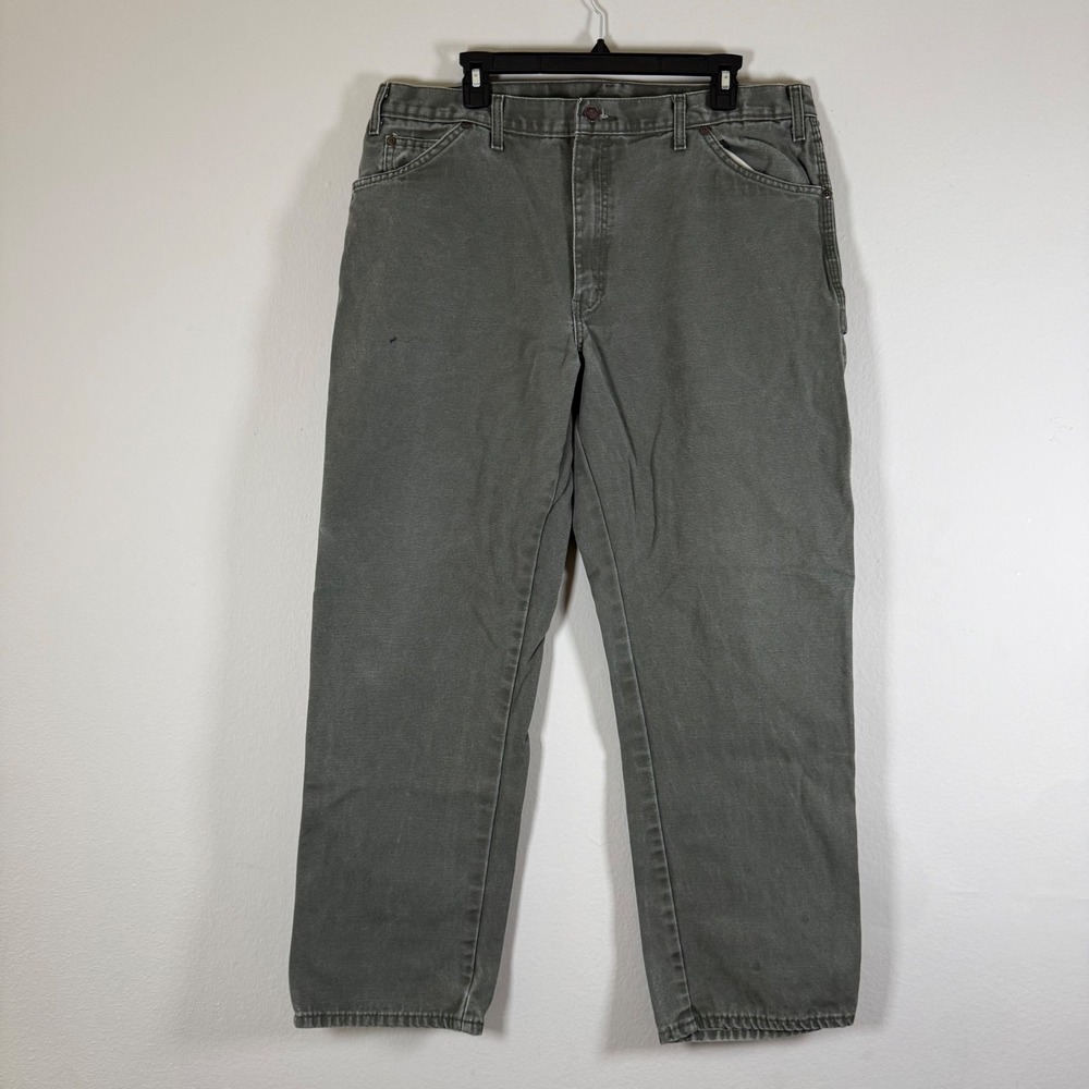 Dickies Carpenter Pants‎ Men Green Workwear Utility Straight Fit Size 36x 30